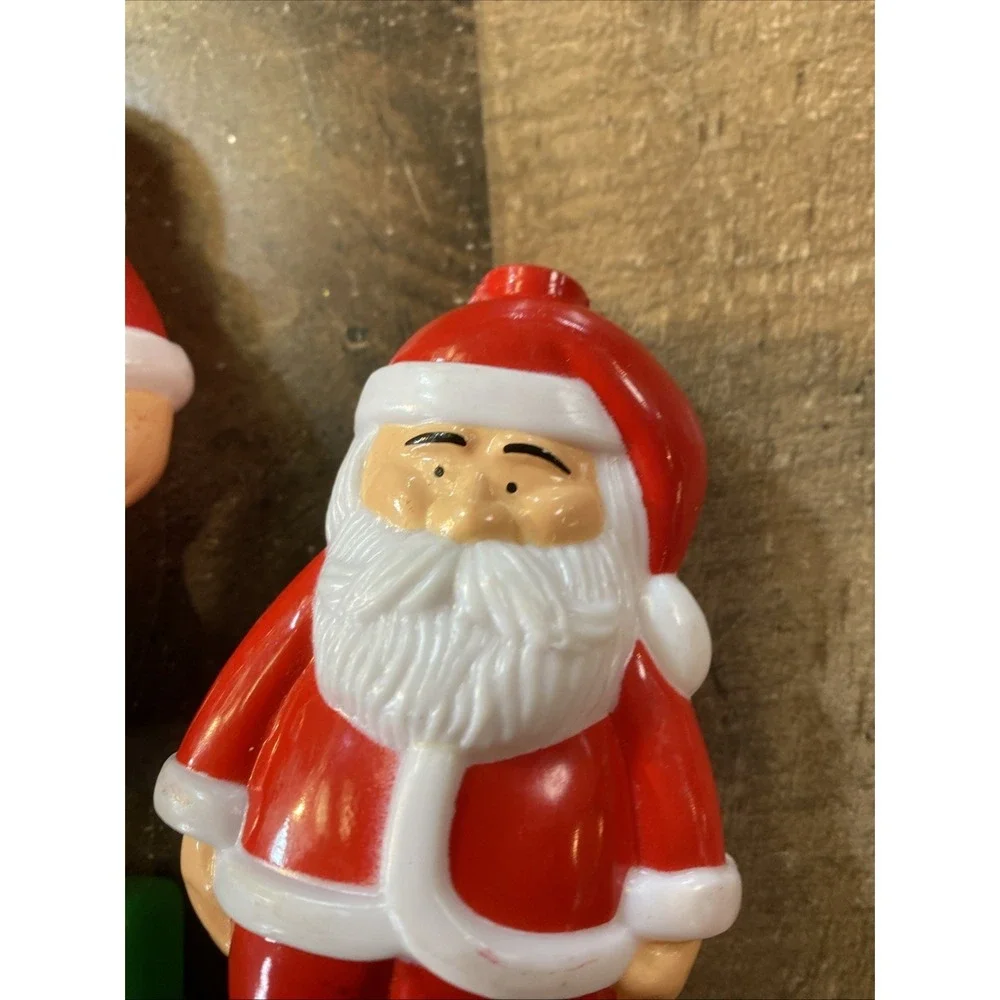 4 Blow Mold Santa Claus & 2 Gift String Light Bulb Covers Christmas ~ Parts Only